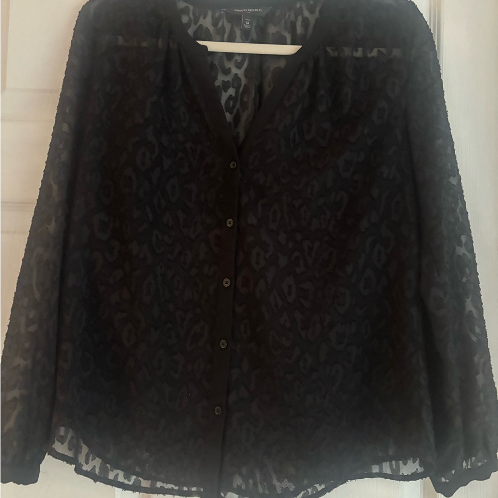 Banana Republic Black Animal Print Blouse